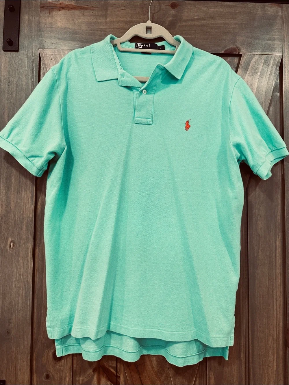Polo Ralph Lauren Sea Foam Green Polo Shirt Men's Size L Orange Pony Logo